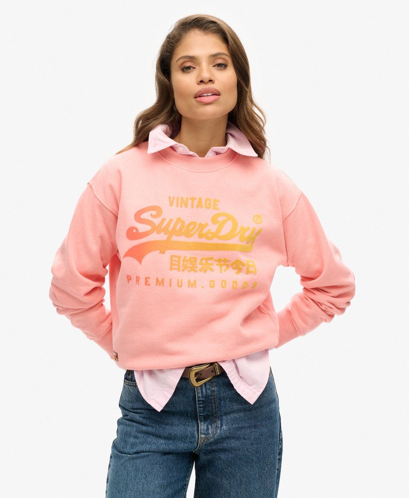 womens Tonal Loose Sweatshirt in Peach Pink Marl | Superdry US
