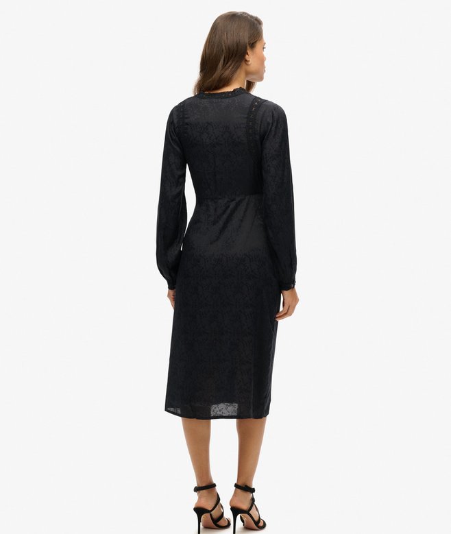 Lace Trim Midi Dress