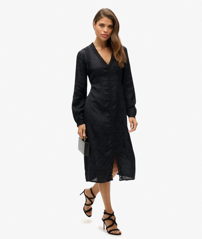 Lace Trim Midi Dress