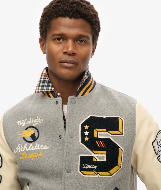 College Patched Bomber Jacket