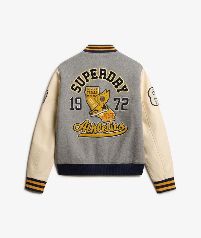 College Patched Bomber Jacket