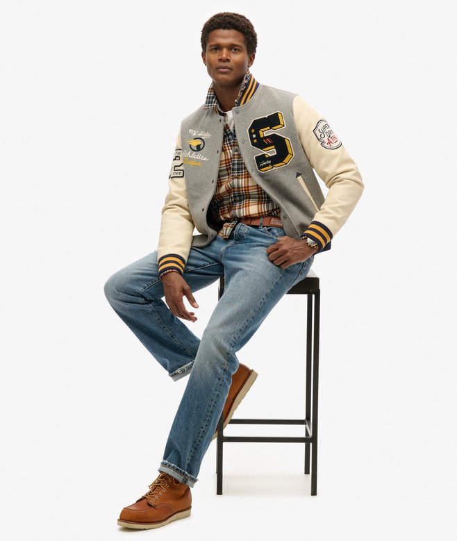 College Patched Bomber Jacket