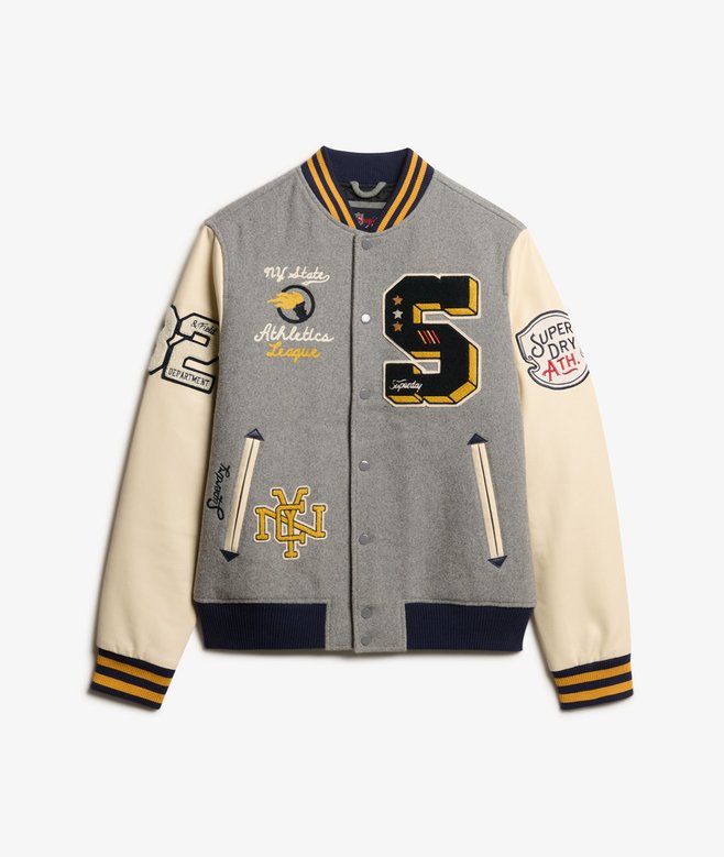 College Patched Bomber Jacket