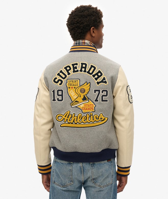 College Patched Bomber Jacket