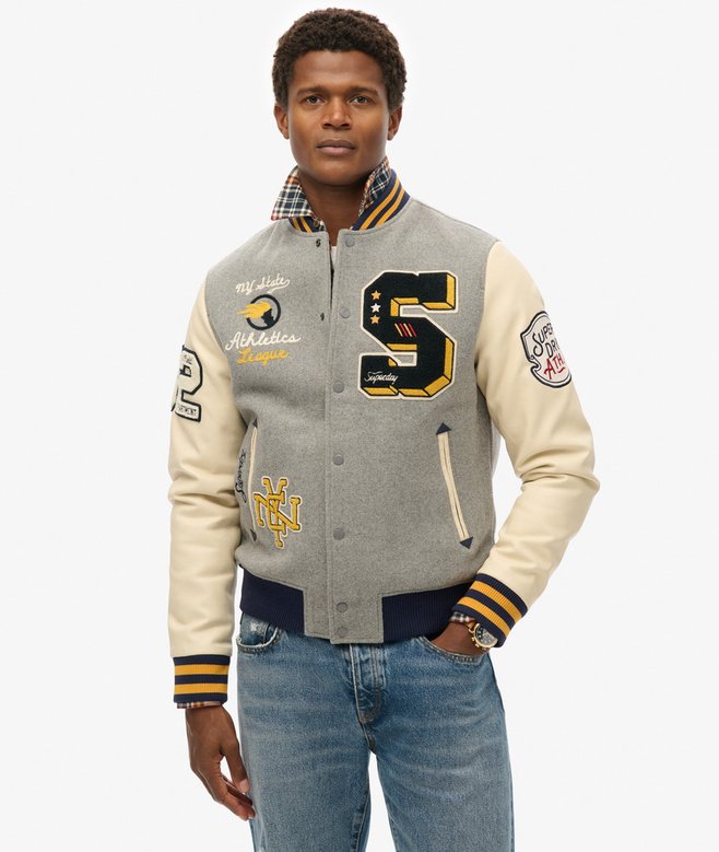 College Patched Bomber Jacket