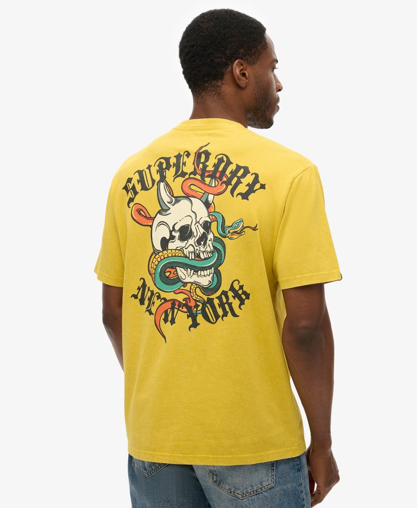 mens Neo Trad Tattoo Loose T-Shirt in Oil Yellow | Superdry US