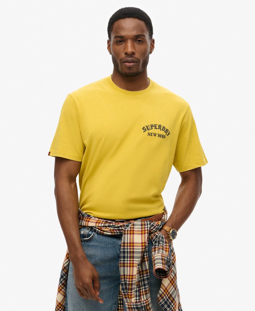 mens Neo Trad Tattoo Loose T-Shirt in Oil Yellow | Superdry US