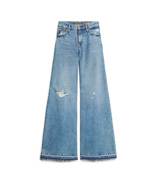 Raw Hem Wide Leg Flare Jeans