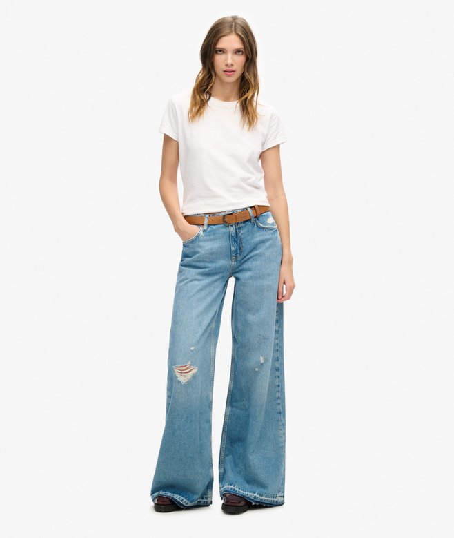 Raw Hem Wide Leg Flare Jeans