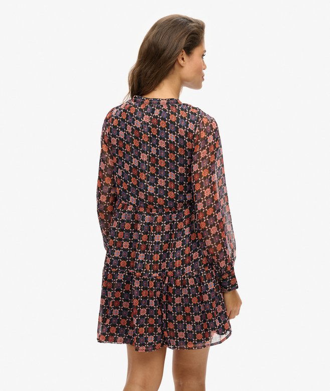 Long Sleeve Tiered Mini Dress