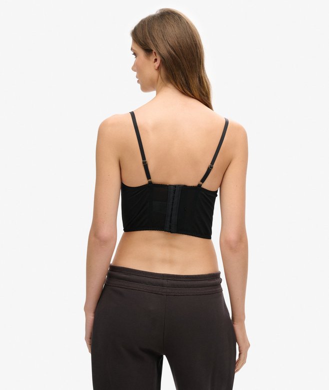 Satin and Mesh Lace Corset Top