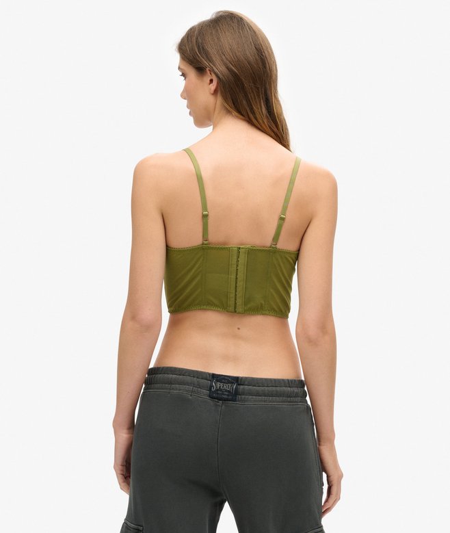Satin and Mesh Lace Corset Top