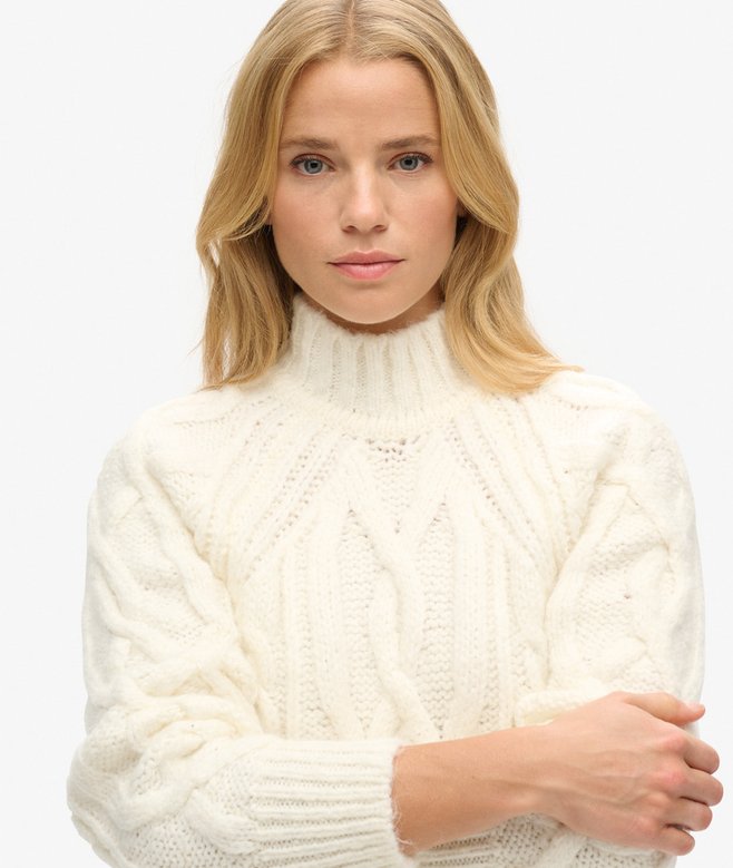 High Neck Cable Knit Jumper