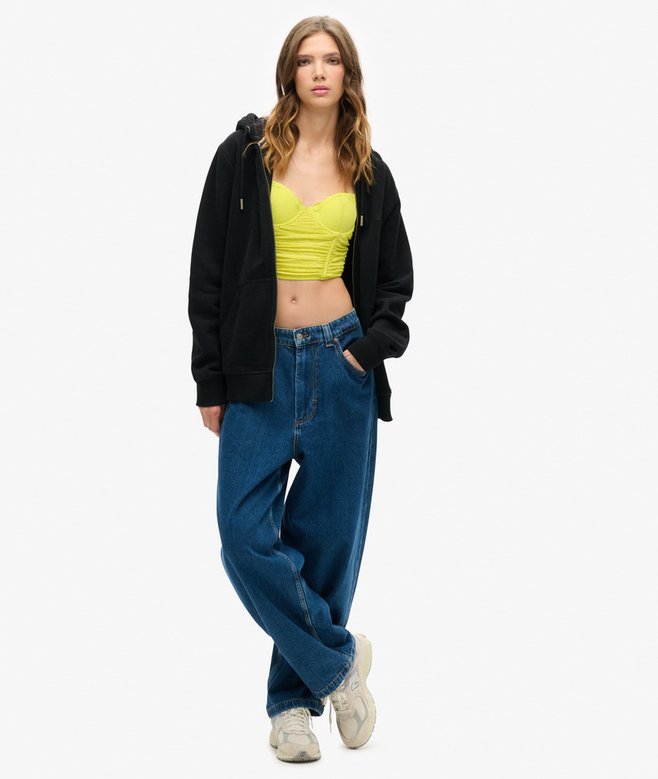 Ruched Mesh Crop Corset Top