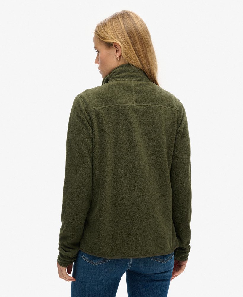 womens Polar Fleece Full Zip Jacket in Army Khaki Green | Superdry