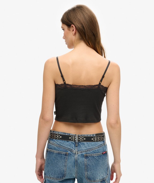 Athletic Essentials Lace Trim Cropped Cami Top
