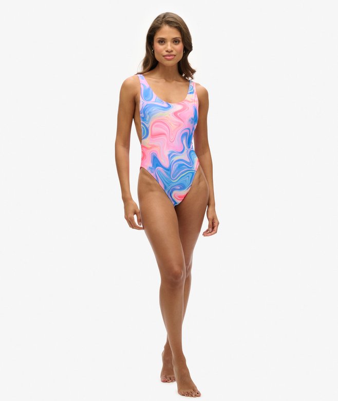 Printed Scoop Back Swimsuit