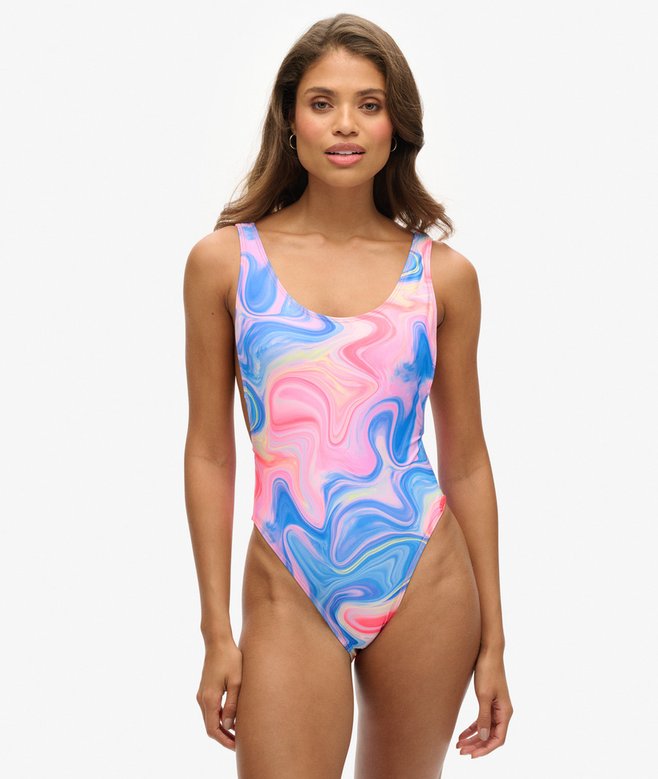 Printed Scoop Back Swimsuit