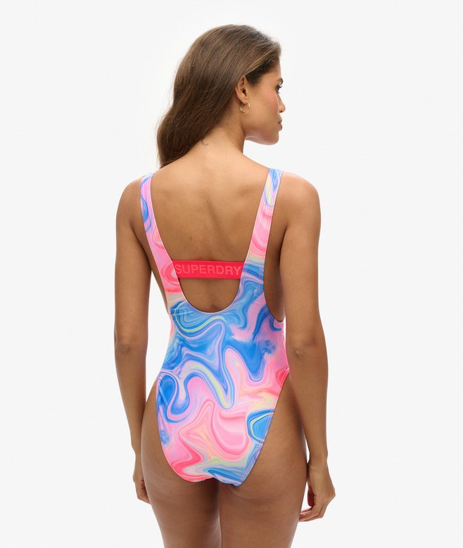 Printed Scoop Back Swimsuit