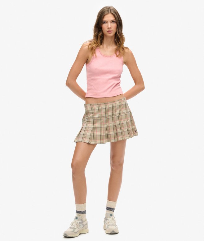 1/2 Pleat Check Skirt