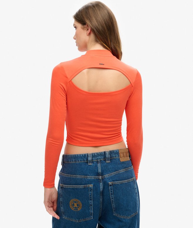 Long Sleeve Open Back Top
