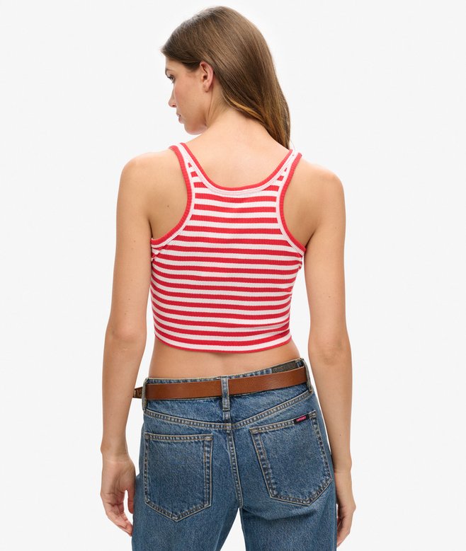 Organic Cotton Vintage Ribbed Crop Vest Top