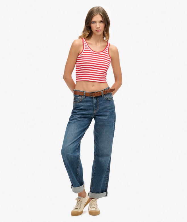 Organic Cotton Vintage Ribbed Crop Vest Top
