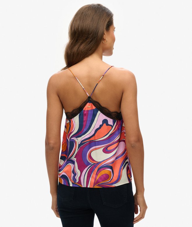 Lace Trim Satin Cami Top