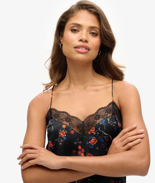 Lace Trim Satin Cami Top More Colours Available Price £17.49 Price reduced from £34.99 to You Save 50%
