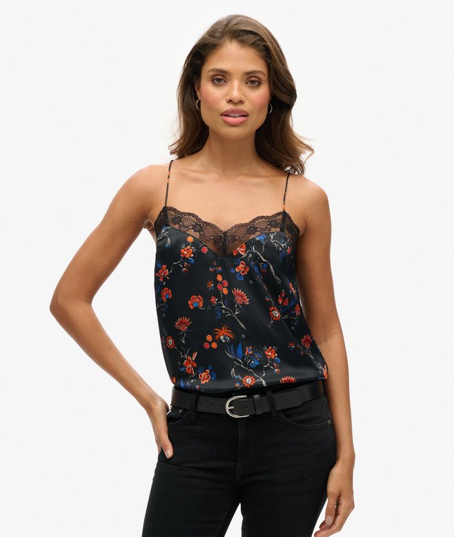 Lace Trim Satin Cami Top More Colours Available Price £17.49 Price reduced from £34.99 to You Save 50%