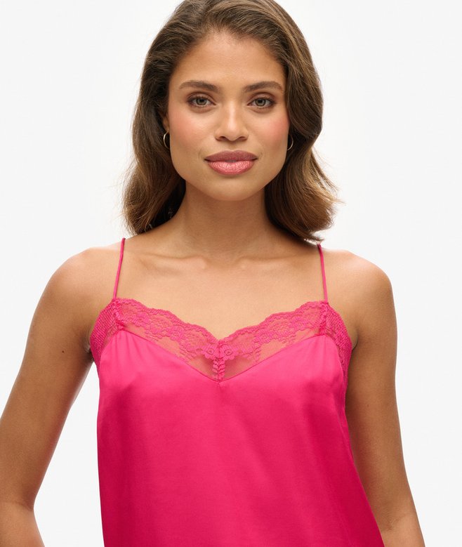 Lace Trim Satin Cami Top
