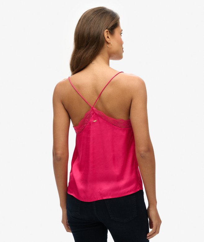 Lace Trim Satin Cami Top