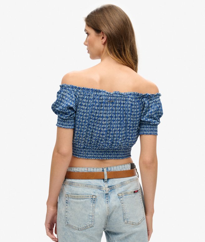 Smocked Short Sleeve Crop Top
