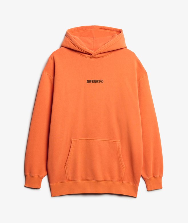 mens Micro Logo Graphic Loose Hoodie in Bold Orange Superdry US