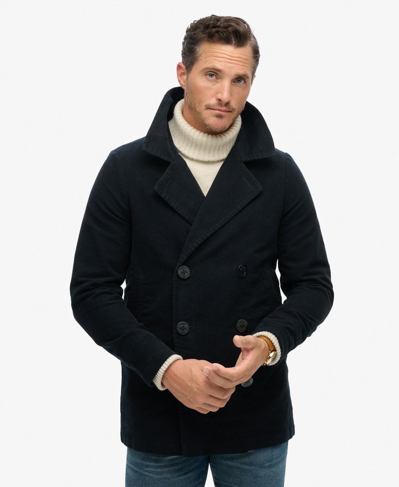 mens The Merchant Store - Moleskin Pea Coat in INK | Superdry UK