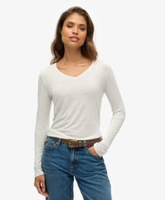 Camiseta de punto de manga larga con cuello de pico