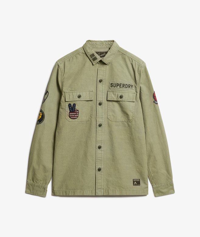 mens Delta Shirt in Olive Khaki Superdry UK