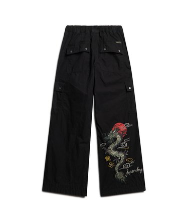 Low Rise Embroidered Cargo Pants Image 7