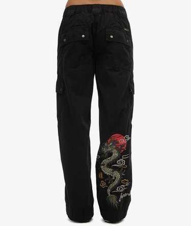 Low Rise Embroidered Cargo Pants Image 3
