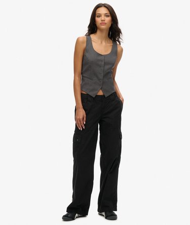Low Rise Embroidered Cargo Pants Image 1