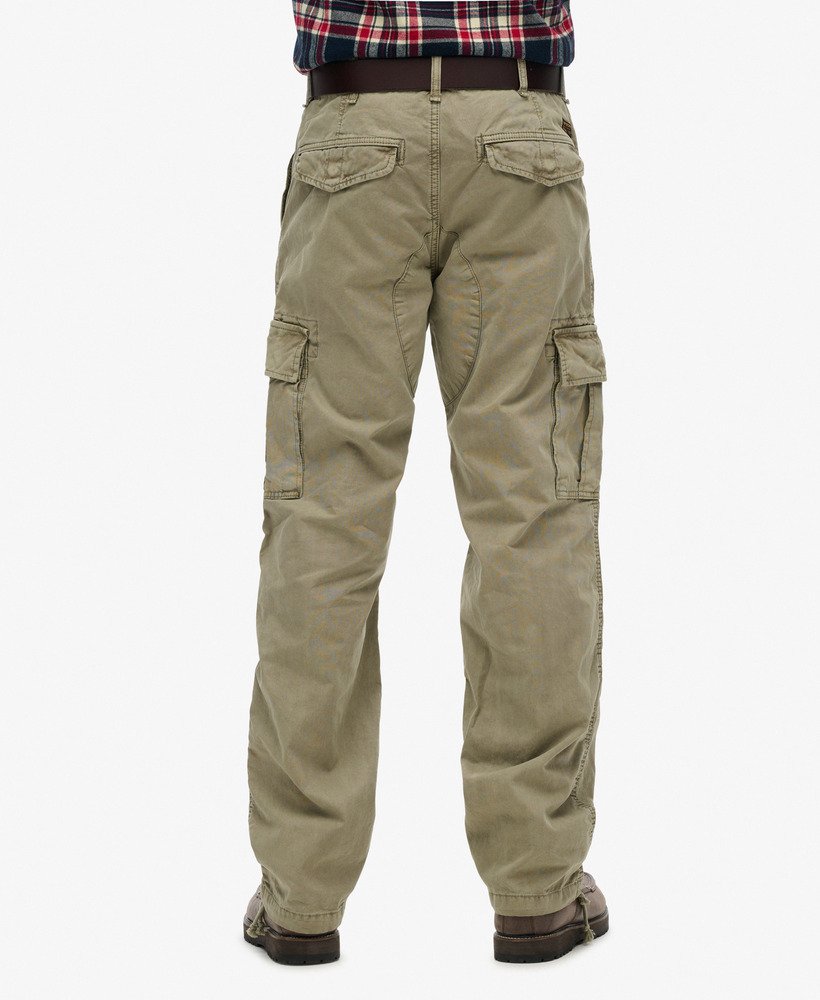 mens Organic Cotton Baggy Cargo Pants in Olive Khaki