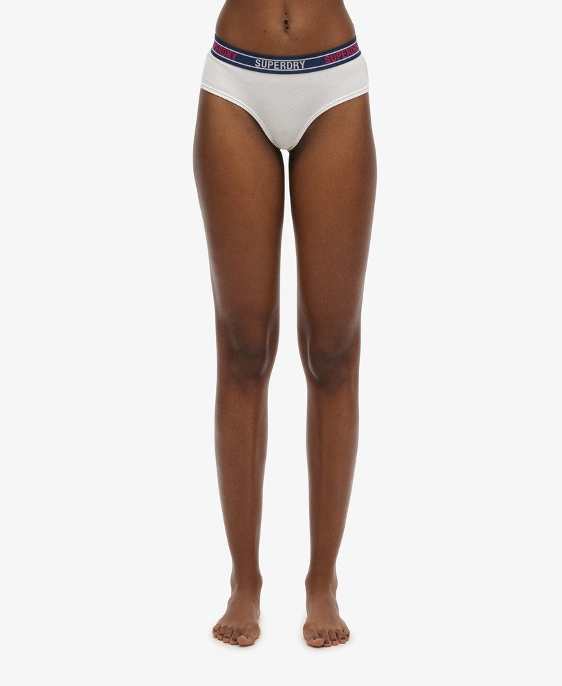 新品未使用BRIEFING ladies womens Organic Cotton Multi Logo Hipster Briefs in White/Tricolore