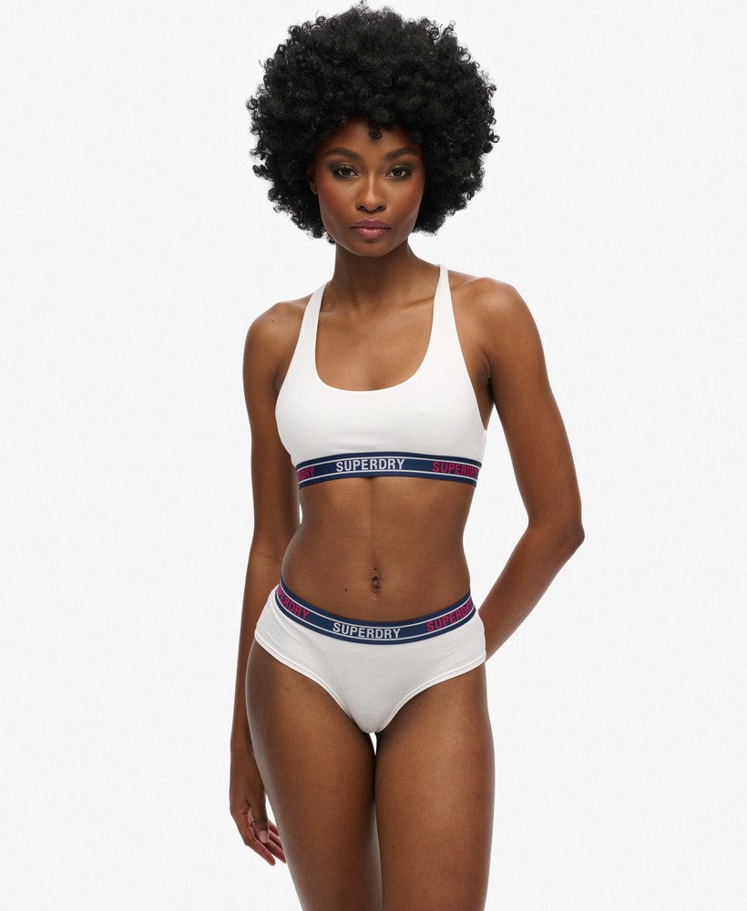 新品未使用BRIEFING ladies womens Organic Cotton Multi Logo Hipster Briefs in White/Tricolore