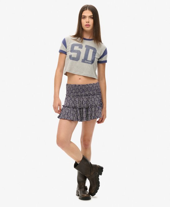 Superdry & Co CHECK PLEATED MINI - Jupe plissée - navy check/violet