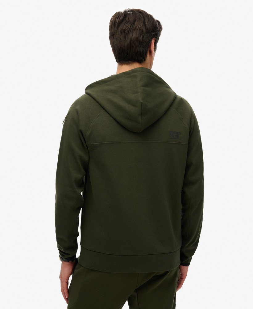 mens Tech Logo Loose Zip Hoodie in Surplus Goods Olive Green