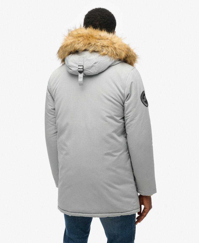 mens Hooded Everest Faux Fur Parka in SKYLARK | Superdry US