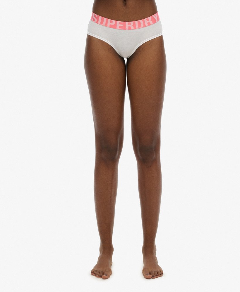 Superdry Mutandine Hipster Donna In Morbido Cotone, Con Large Logo In Vita, Colore: Bianco (Confezione Da 3?) - 2