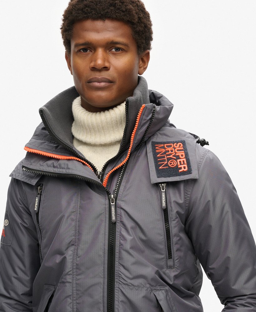 Superdry Mens Mountain Sd Windcheater Jacket, Ripstop Fabric Bla 並行輸入品 mens Mountain SD Windcheater Jacket in CHARCOAL | Superdry US