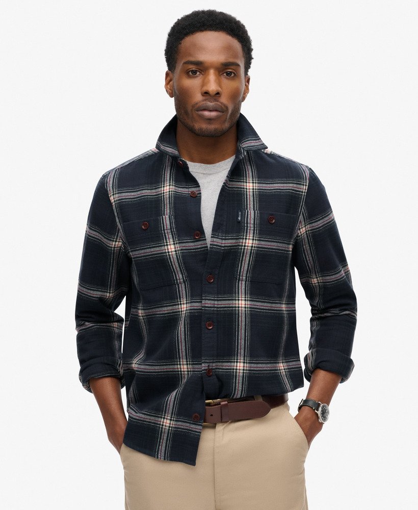 mens Vintage Check Overshirt in Boseman Check Navy | Superdry US