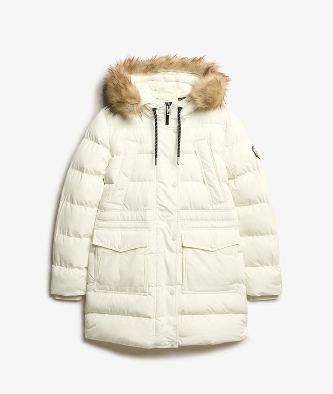 Doudoune mi-longue en fausse fourrure Everestblanc cassé pour